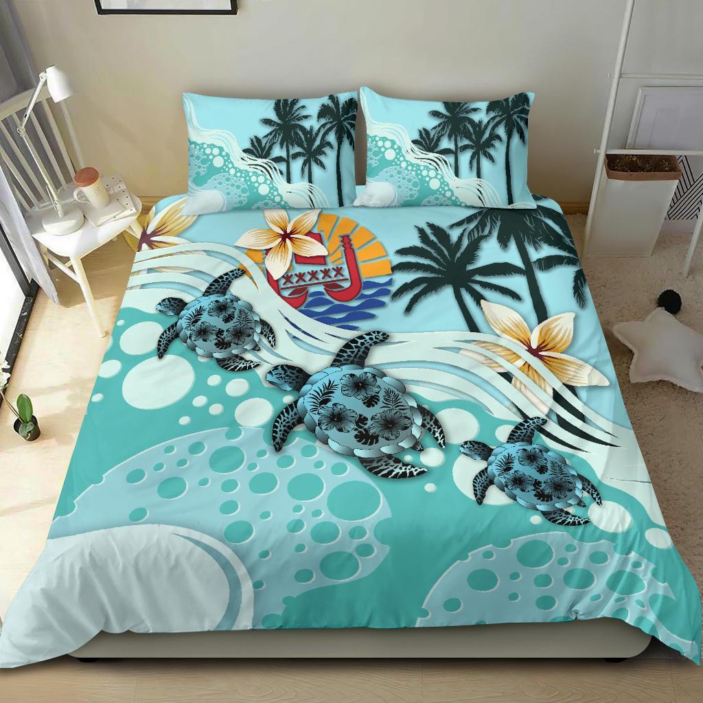 Tahiti Bedding Set - Blue Turtle Hibiscus - Vibe Hoodie Shop