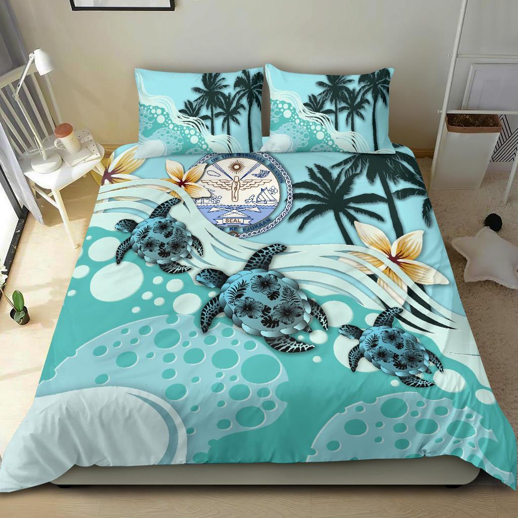 Marshall Islands Bedding Set - Blue Turtle Hibiscus - Vibe Hoodie Shop