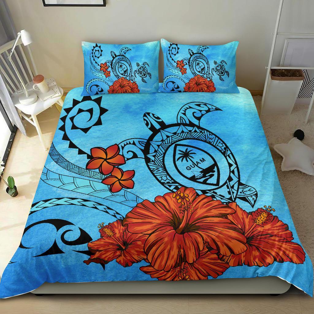 Guam Coat Of Arms Poly Sea Background Bedding Set - Vibe Hoodie Shop