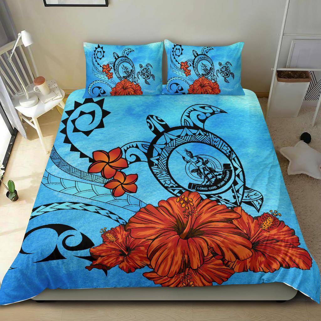 Vanuatu Coat Of Arms Poly Sea Background Bedding Set - Vibe Hoodie Shop