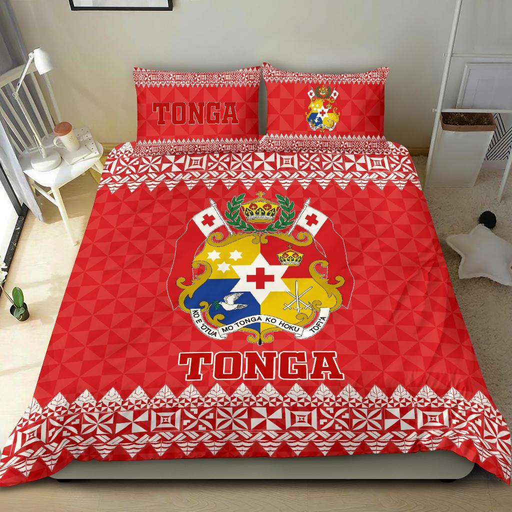 Tonga Coat Of Arms Bedding Set - Red Version - Vibe Hoodie Shop