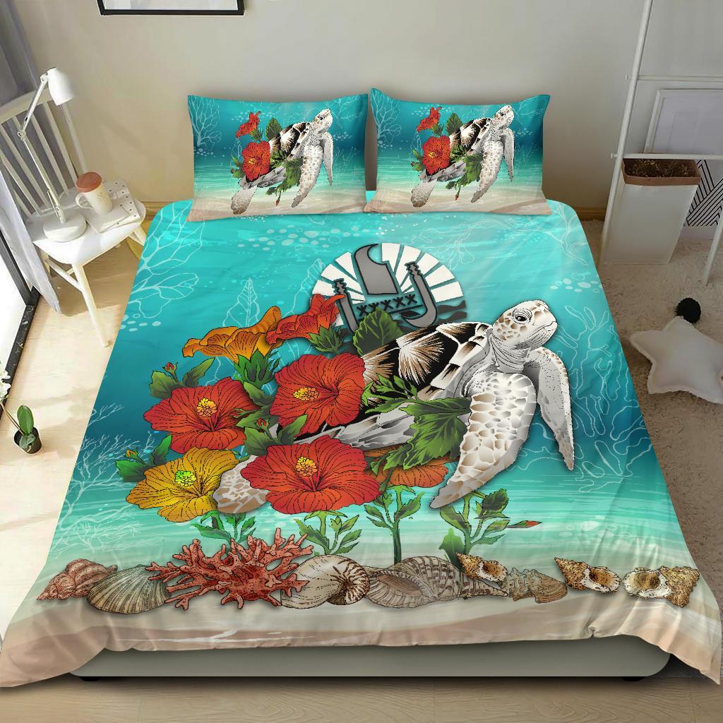 Tahiti Bedding Set - Ocean Turtle Hibiscus - Vibe Hoodie Shop