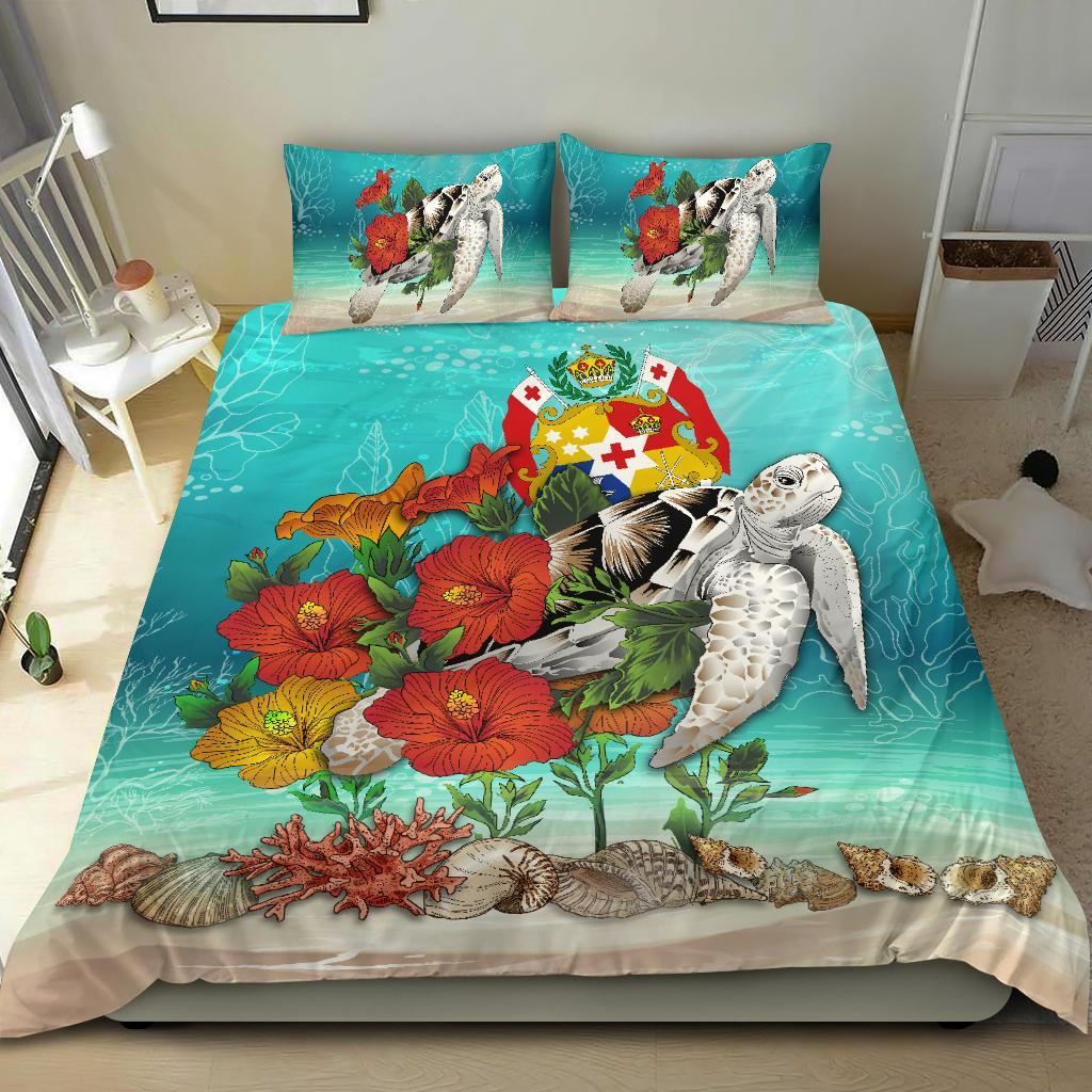 Tonga Bedding Set - Ocean Turtle Hibiscus - Vibe Hoodie Shop