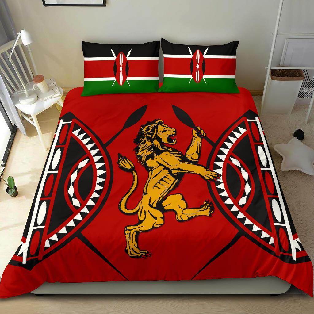 Kenya Rugby Lion Bedding Set Maasai Shield - Vibe Hoodie Shop
