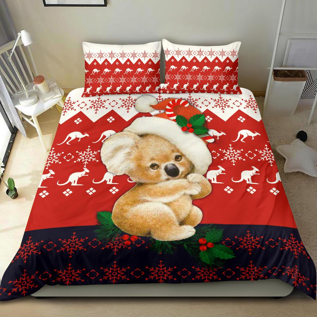 Christmas Bedding Sets - Koala Bed Kangaroo Symbol Snowflakes Sets - Vibe Hoodie Shop