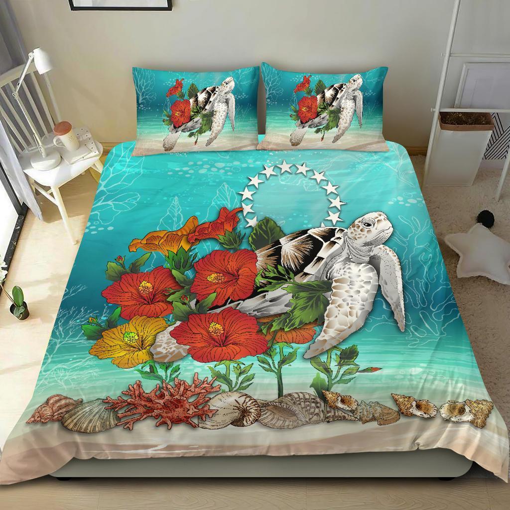 Cook Islands Bedding Set - Ocean Turtle Hibiscus - Vibe Hoodie Shop