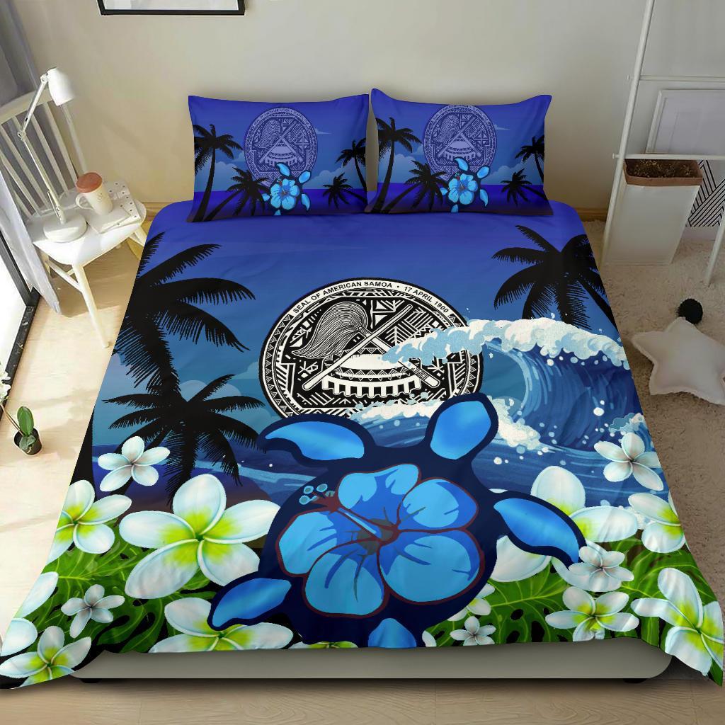 American Samoa Bedding Set Turtle Hibiscus - Vibe Hoodie Shop