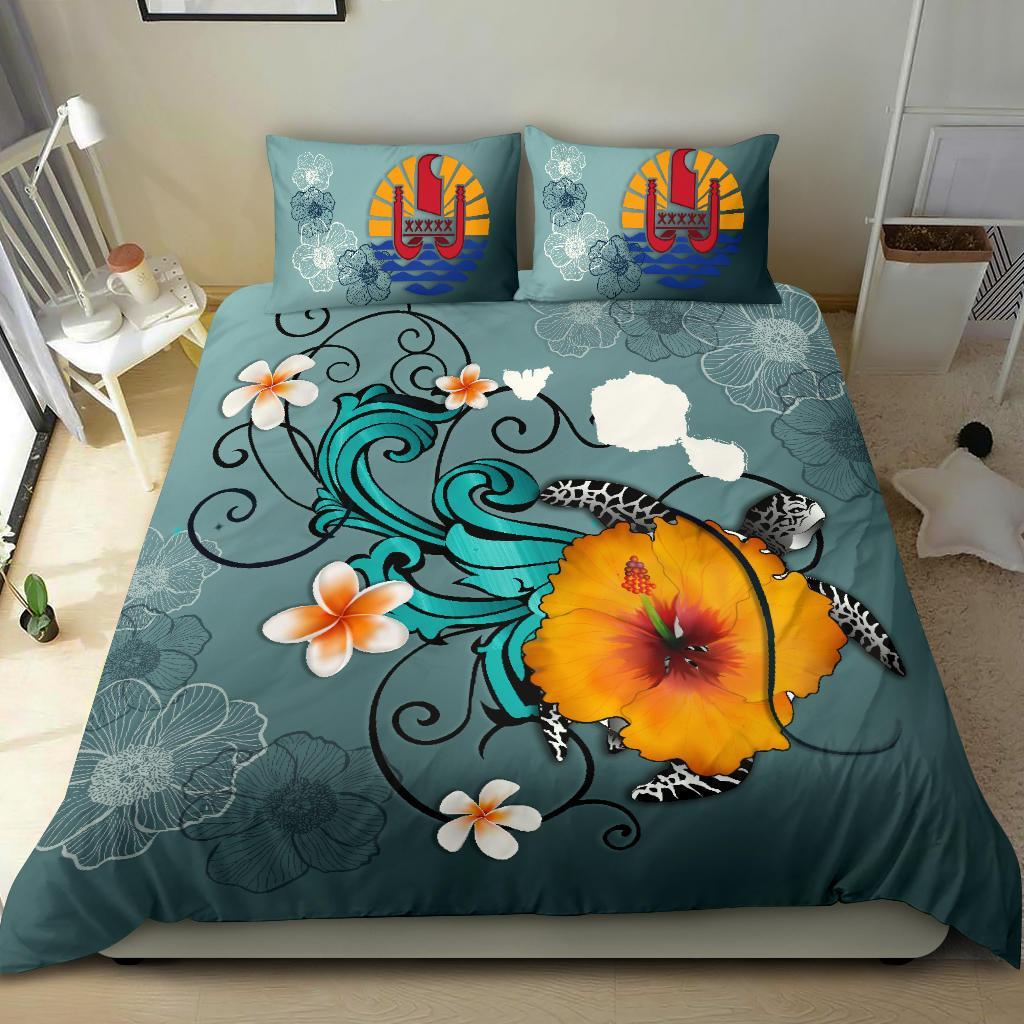 Tahiti Bedding Set - Map Turtle Hibiscus - Vibe Hoodie Shop