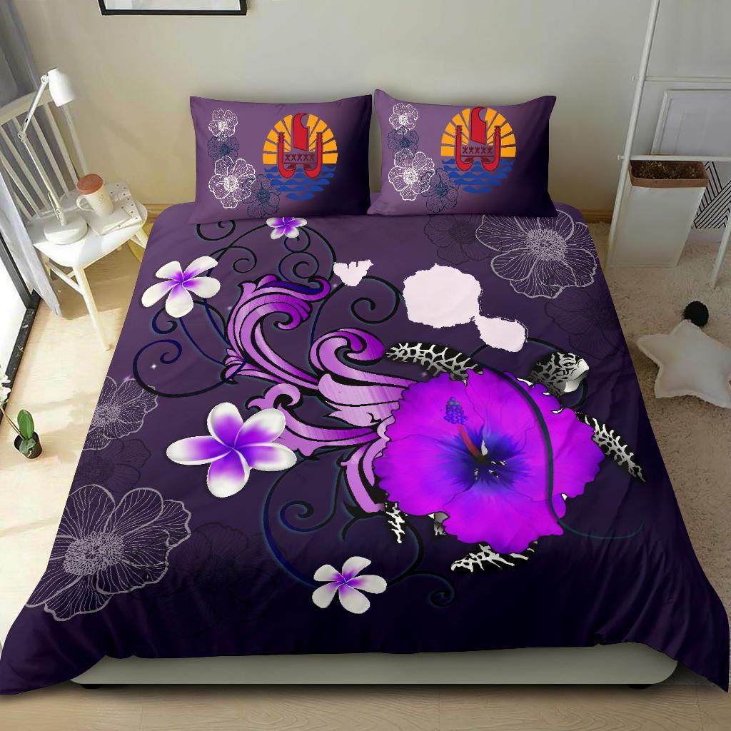 Tahiti Bedding Set - Map Turtle Hibiscus - Vibe Hoodie Shop