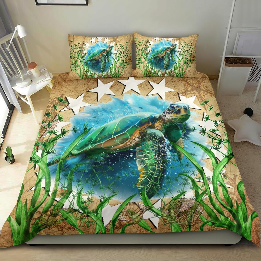 Cook Islands Bedding Set Sea Turtle Vintage - Vibe Hoodie Shop