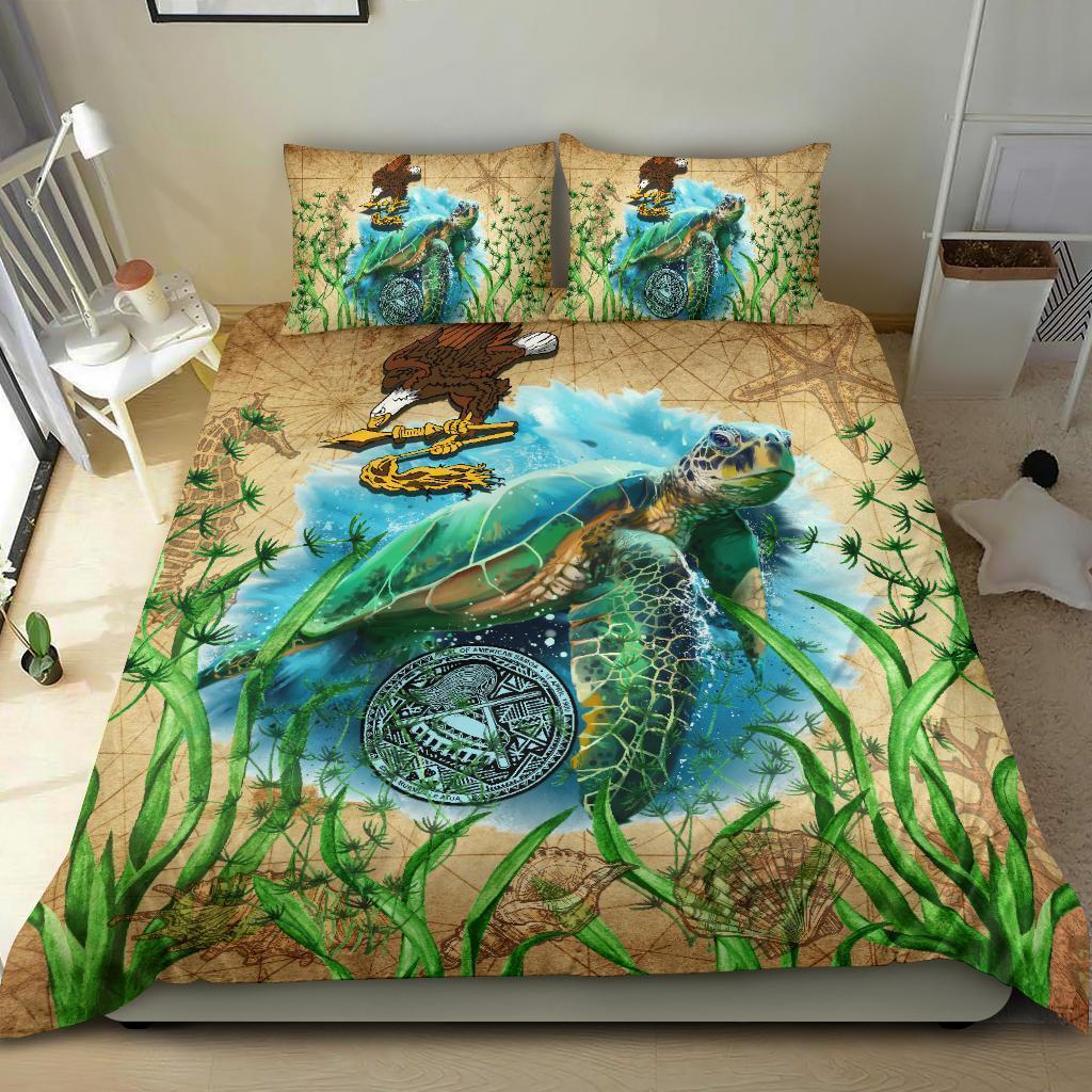 American Samoa Bedding Set Sea Turtle Vintage - Vibe Hoodie Shop