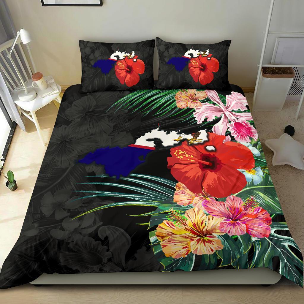 American Samoa Map - Hibiscus Bedding Set - Vibe Hoodie Shop