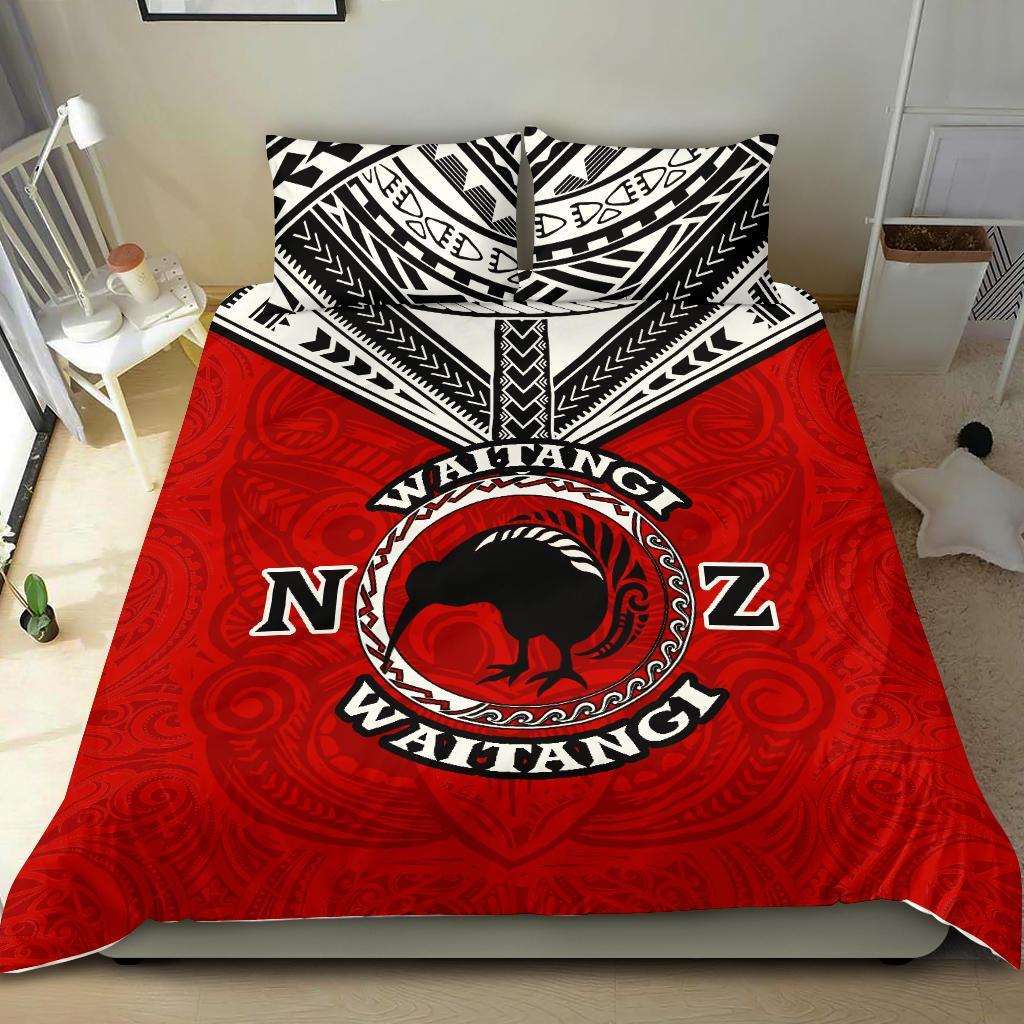 New Zealand Maori Bedding Set Waitangi Day - Red - Vibe Hoodie Shop