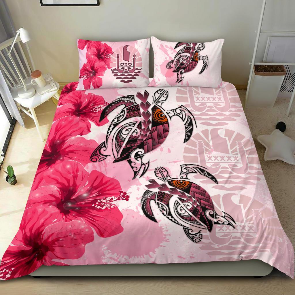 Tahiti Bedding Set - Polynesia Turtle Hibiscus Pink - Vibe Hoodie Shop