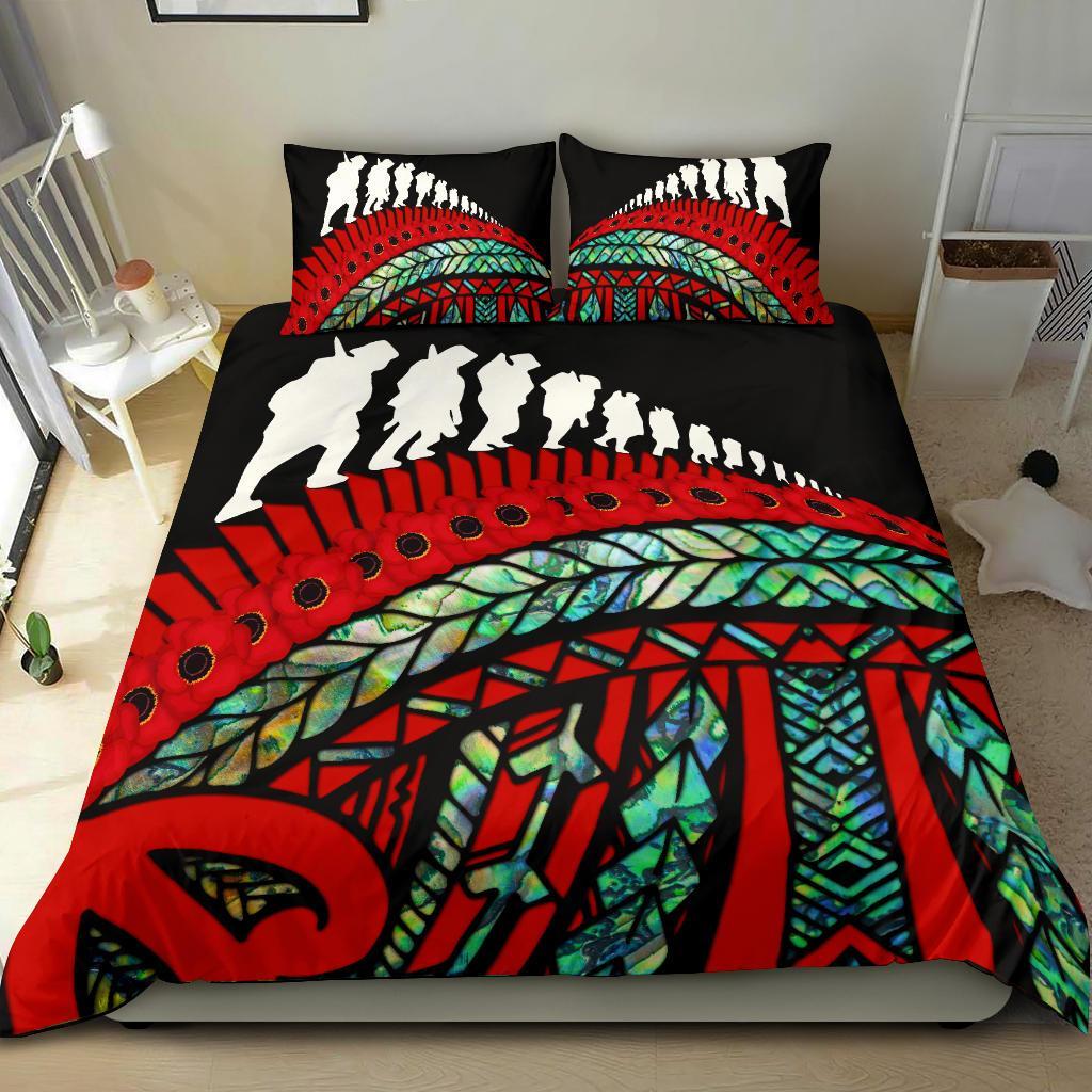 ANZAC New Zealand Bedding Set, Poppies Lest We Forget Maori Duvet Cover Soldiers Paua - Vibe Hoodie Shop