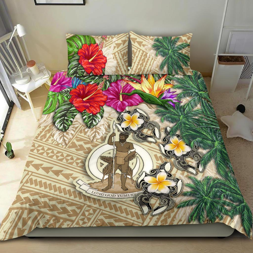 Vanuatu Bedding Set - Hibiscus Turtle Tattoo Beige - Vibe Hoodie Shop