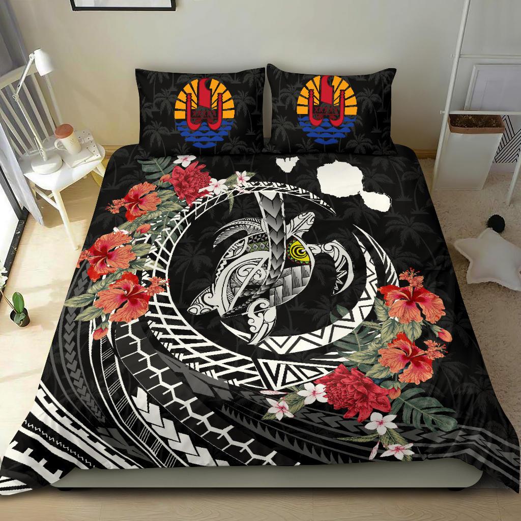 Tahiti Bedding Set - Polynesia Map Turtle Hibiscus - Vibe Hoodie Shop