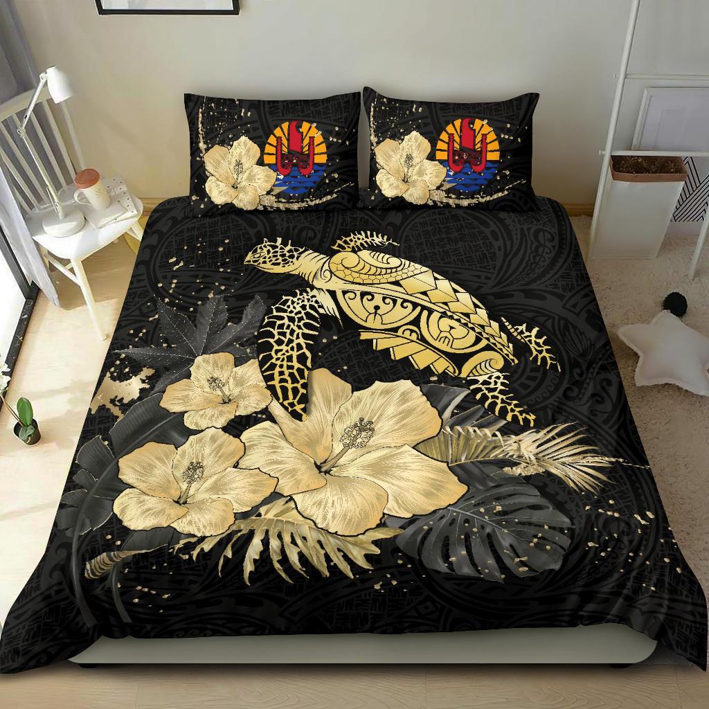 Tahiti Bedding Set - Turtle Hibiscus Gold Special - Vibe Hoodie Shop