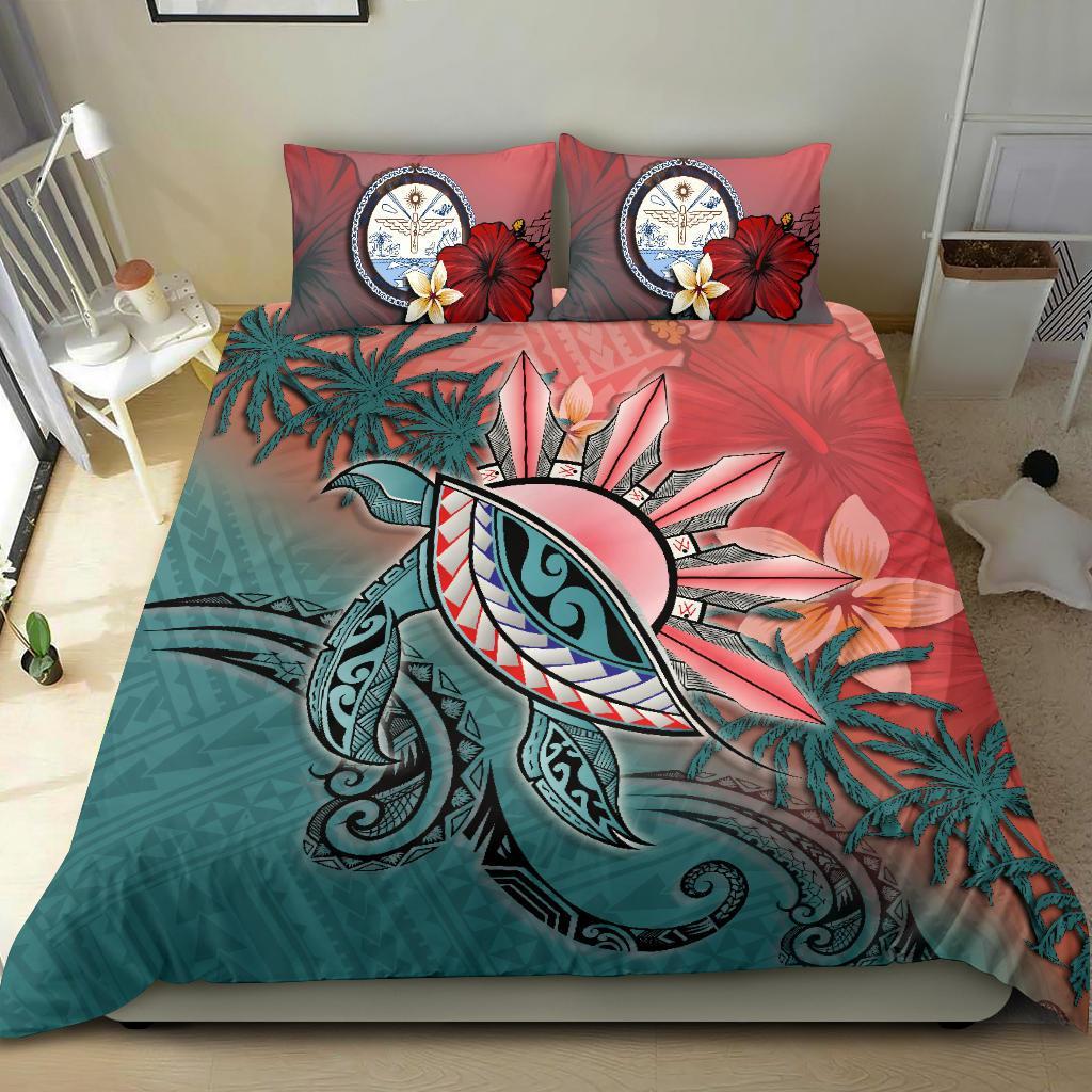 Marshall Islands Bedding Set - Polynesian Turtle and Sun - Vibe Hoodie Shop