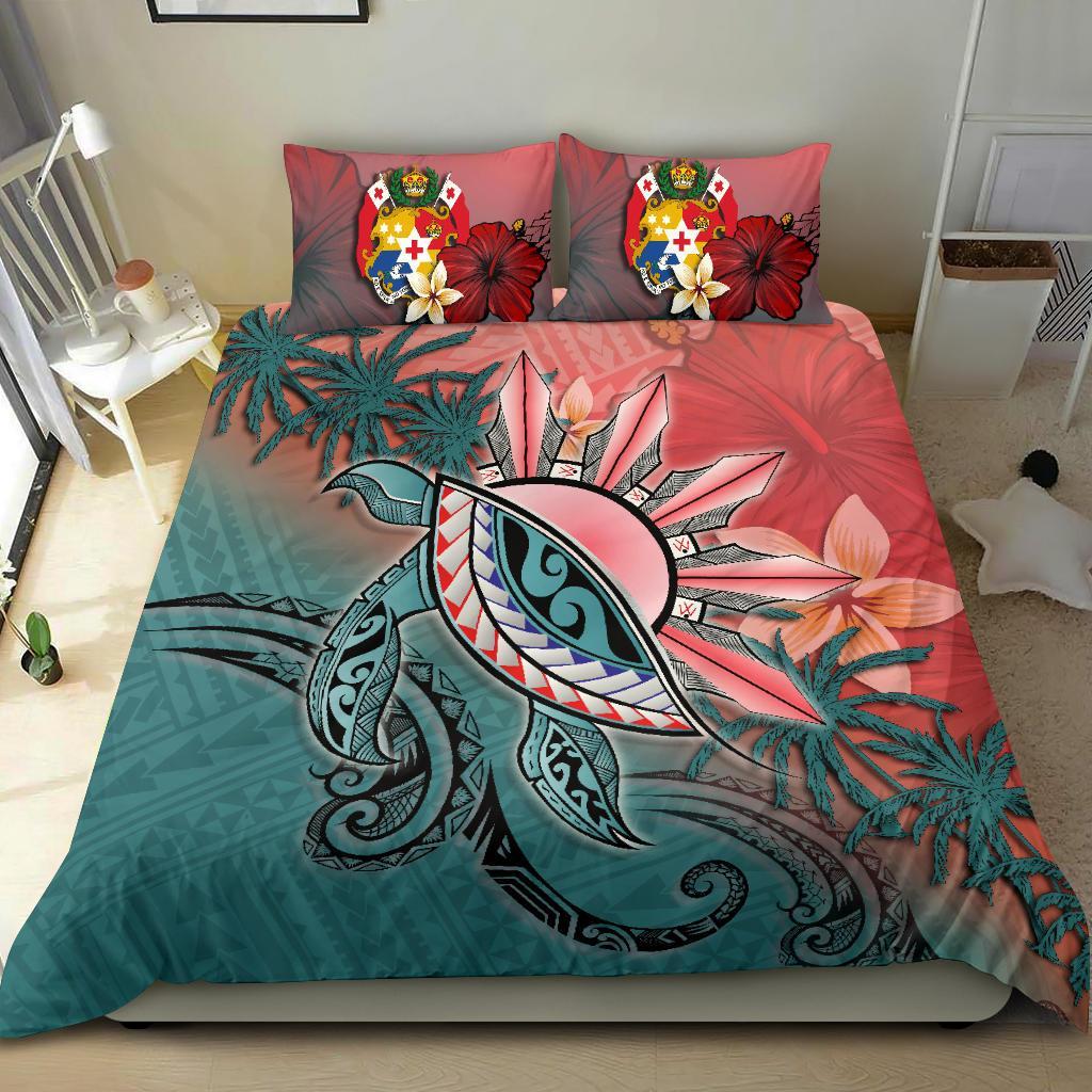 Tongan Bedding Set - Polynesian Turtle And Sun - Vibe Hoodie Shop