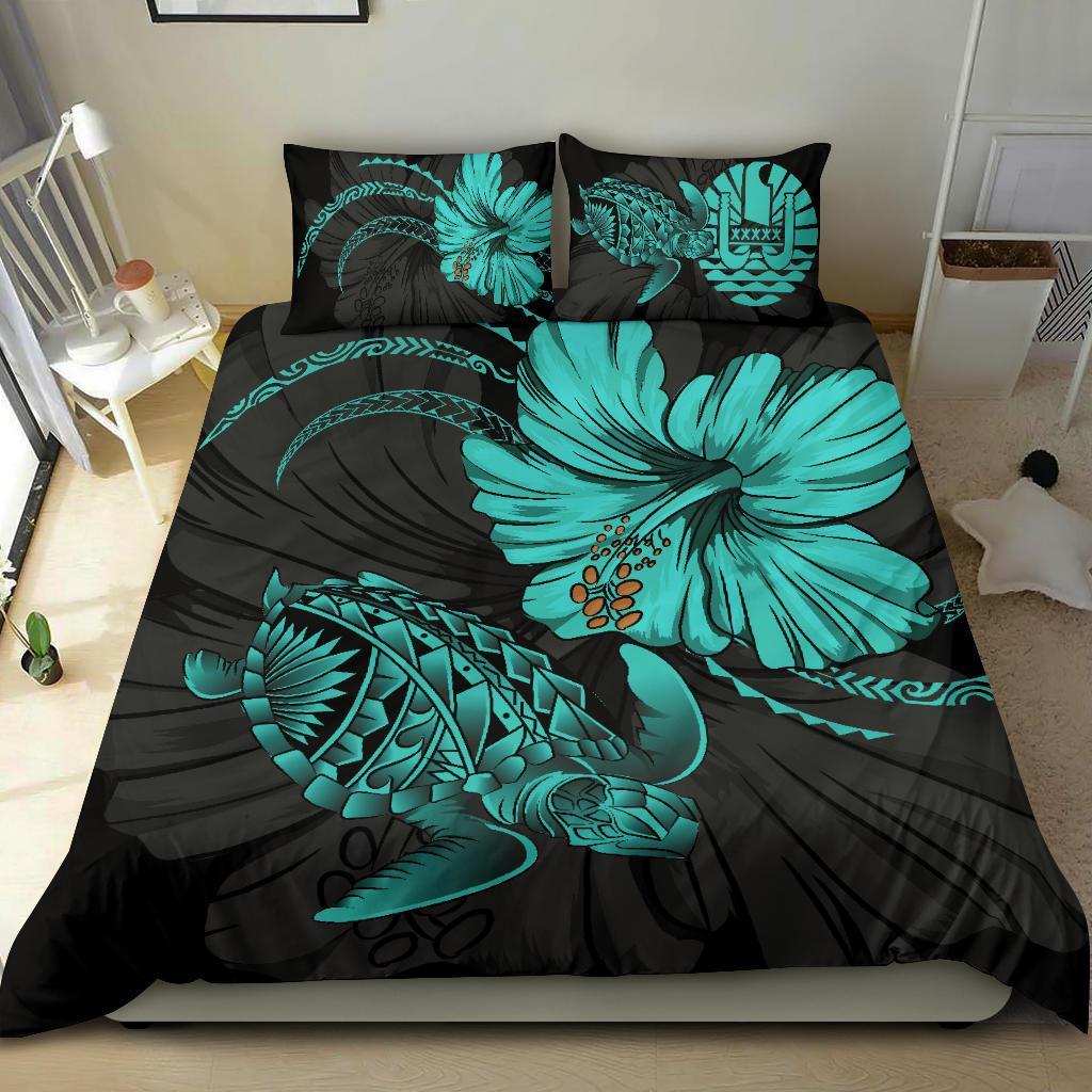 Tahiti Turtle Acacia Hibiscus Poly Bedding Set - Vibe Hoodie Shop