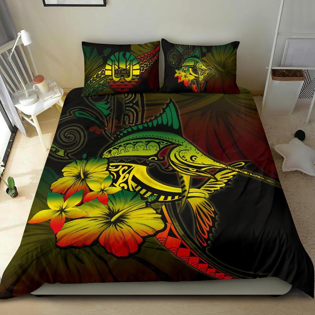 Tahiti Bedding Set - Reggae Marlin and Hibiscus - Vibe Hoodie Shop