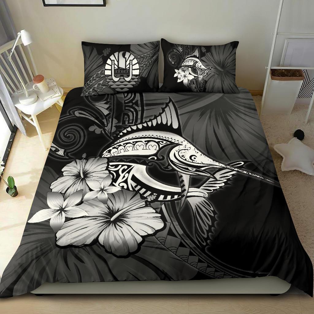 Tahiti Bedding Set - Gray Marlin and Hibiscus - Vibe Hoodie Shop