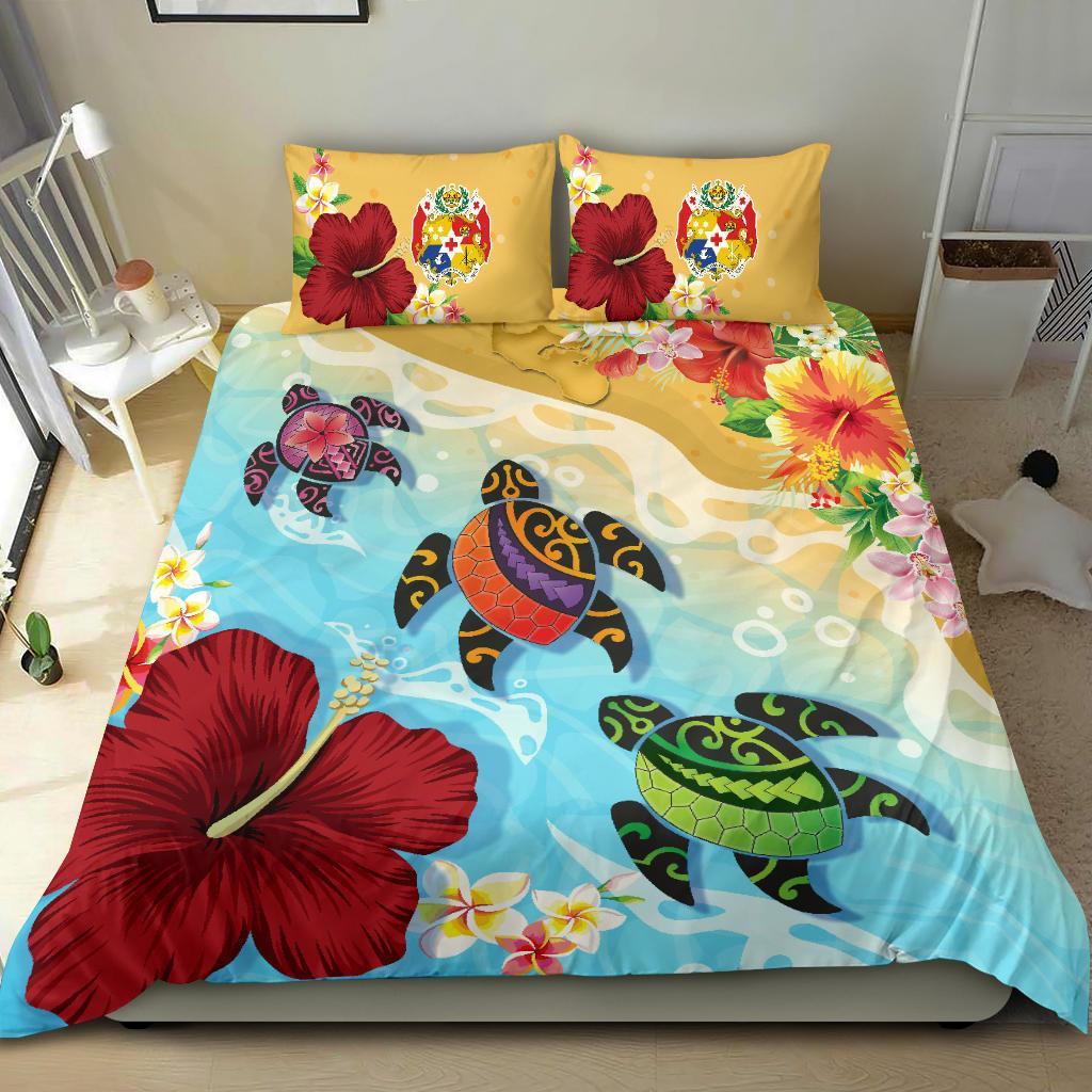 Tonga Duvet Covers - Turtle Polynesian Hibiscus - Vibe Hoodie Shop