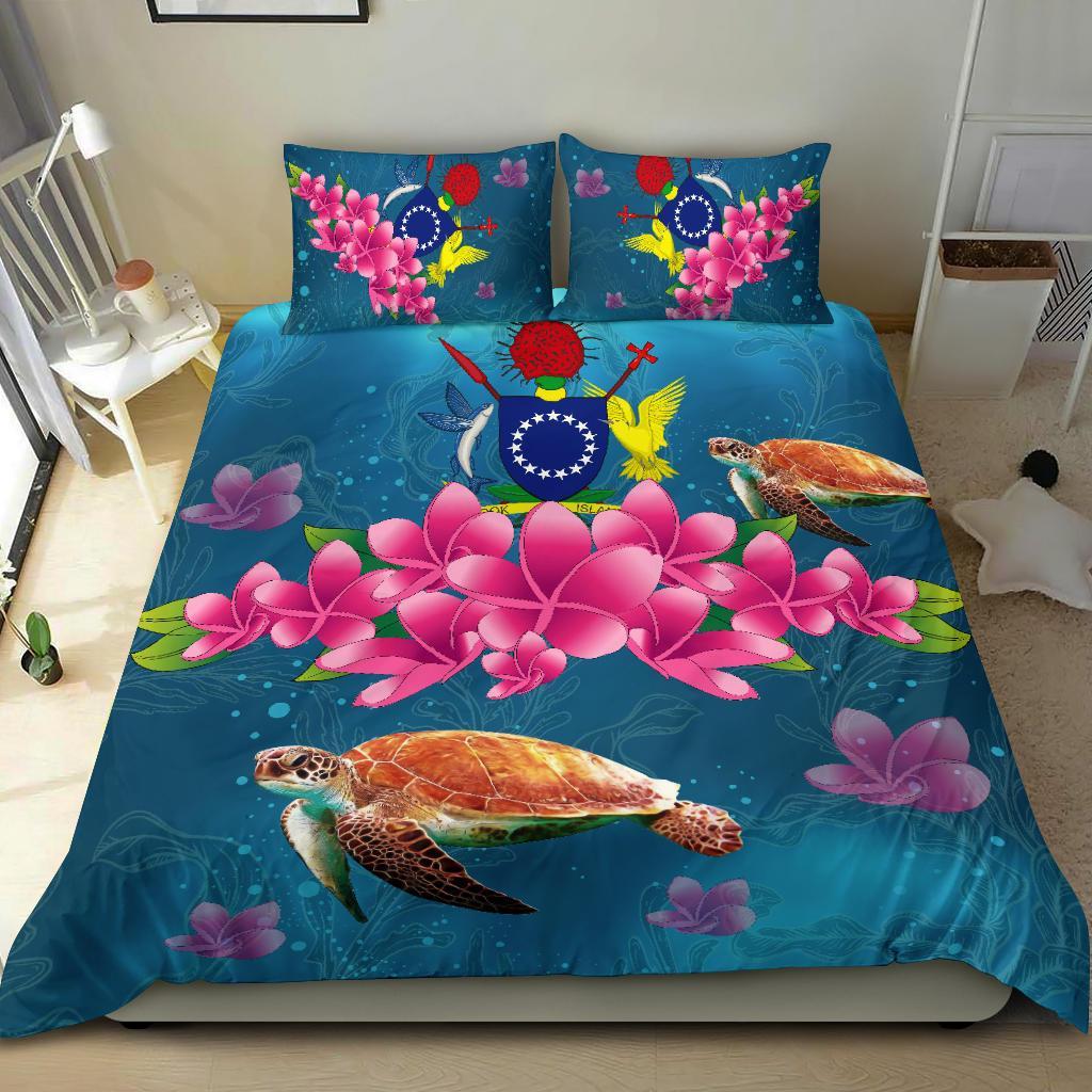 Cook Islands Plumeria Kanaka Turtle Sea Bedding Set - AH - Vibe Hoodie Shop