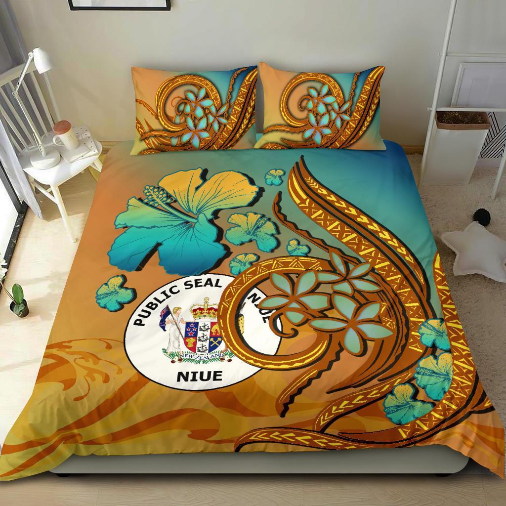 Niue Polynesian Bedding Set Sunset Glow - Vibe Hoodie Shop