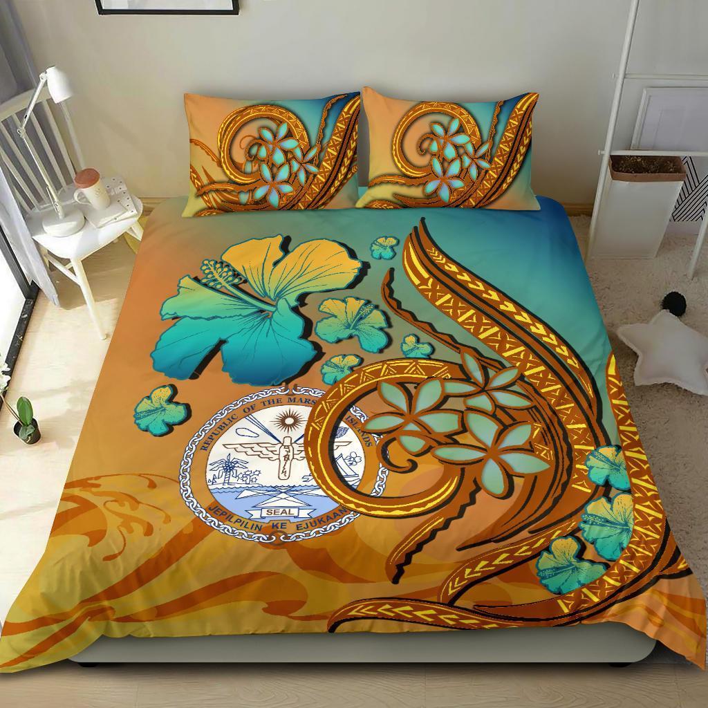 Marshall Islands Polynesian Bedding Set Sunset Glow - Vibe Hoodie Shop