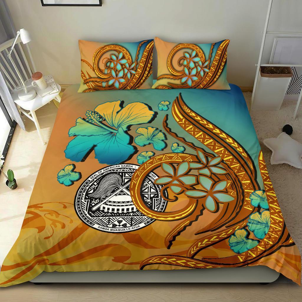 American Samoa Coat Of Arms Polynesian Bedding Set Sunset Glow - Vibe Hoodie Shop