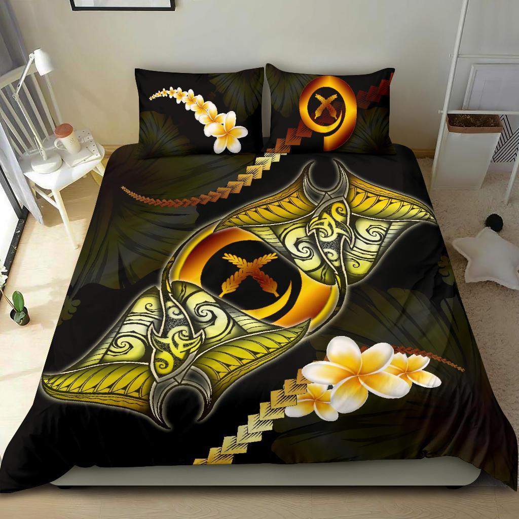 Vanuatu Bedding Set Plumeria - Polynesian Manta Ray Yellow - Vibe Hoodie Shop