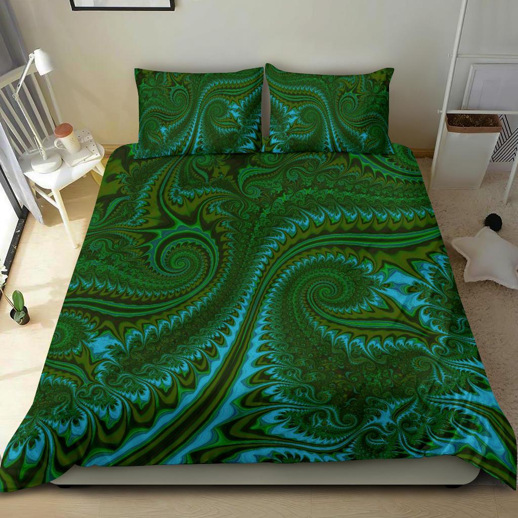 New Zealand Bedding Set, Koru Fern Duvet Cover And Pillow Case - Abstract Style 02 - Vibe Hoodie Shop