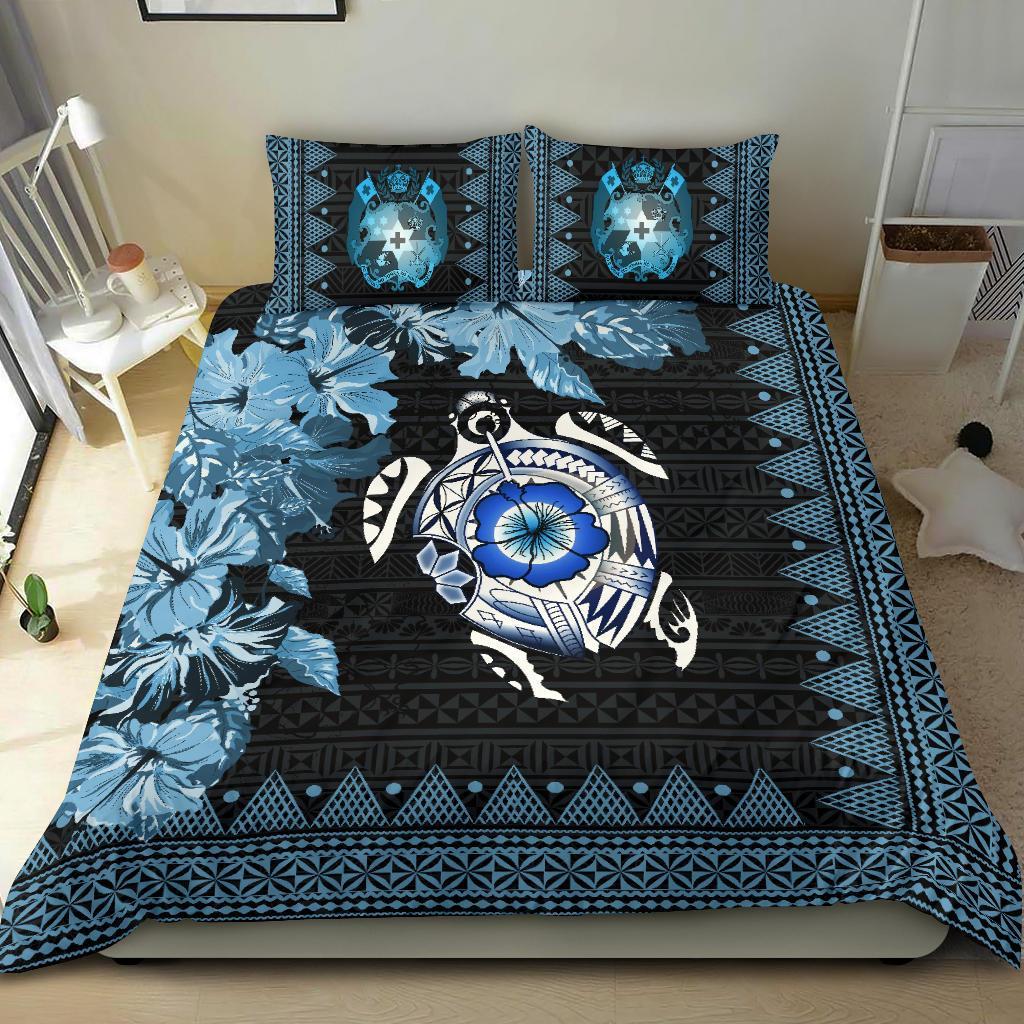 Tonga Bedding Set - Turtle Hibiscus Blue - Vibe Hoodie Shop