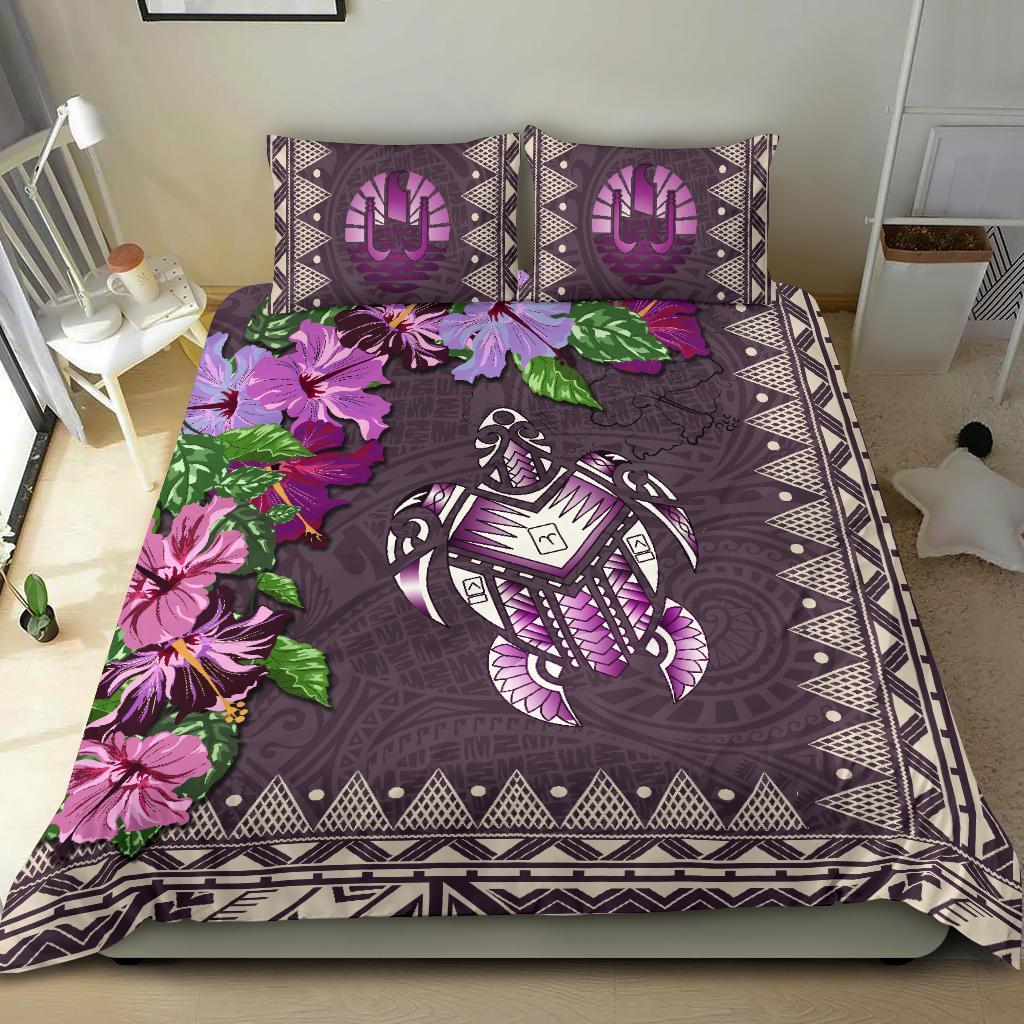 Tahiti Bedding Set - Turtle Hibiscus Purple - Vibe Hoodie Shop