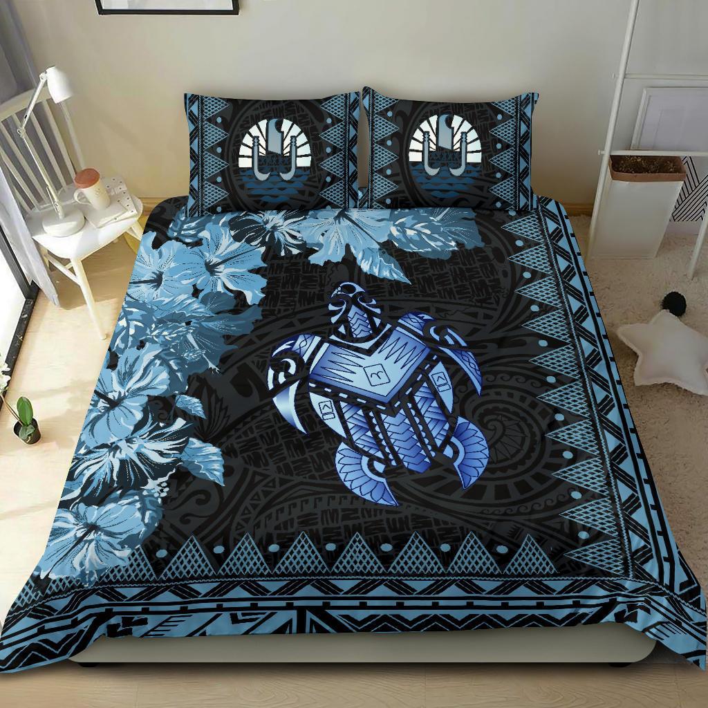 Tahiti Bedding Set - Turtle Hibiscus Blue - Vibe Hoodie Shop