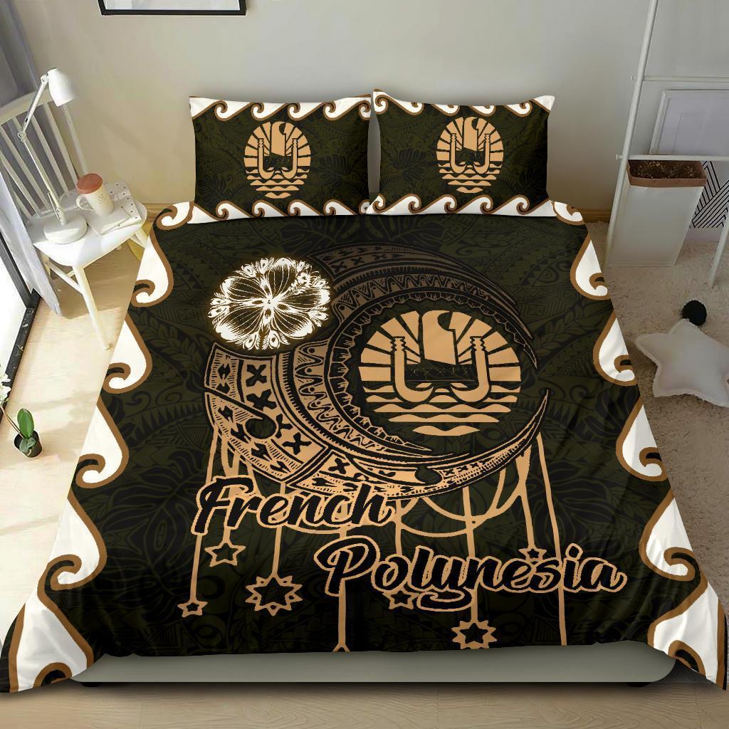 French Polynesia Bedding Set, Polynesian Duvet Cover and Two Pillow Cases - Vibe Hoodie Shop