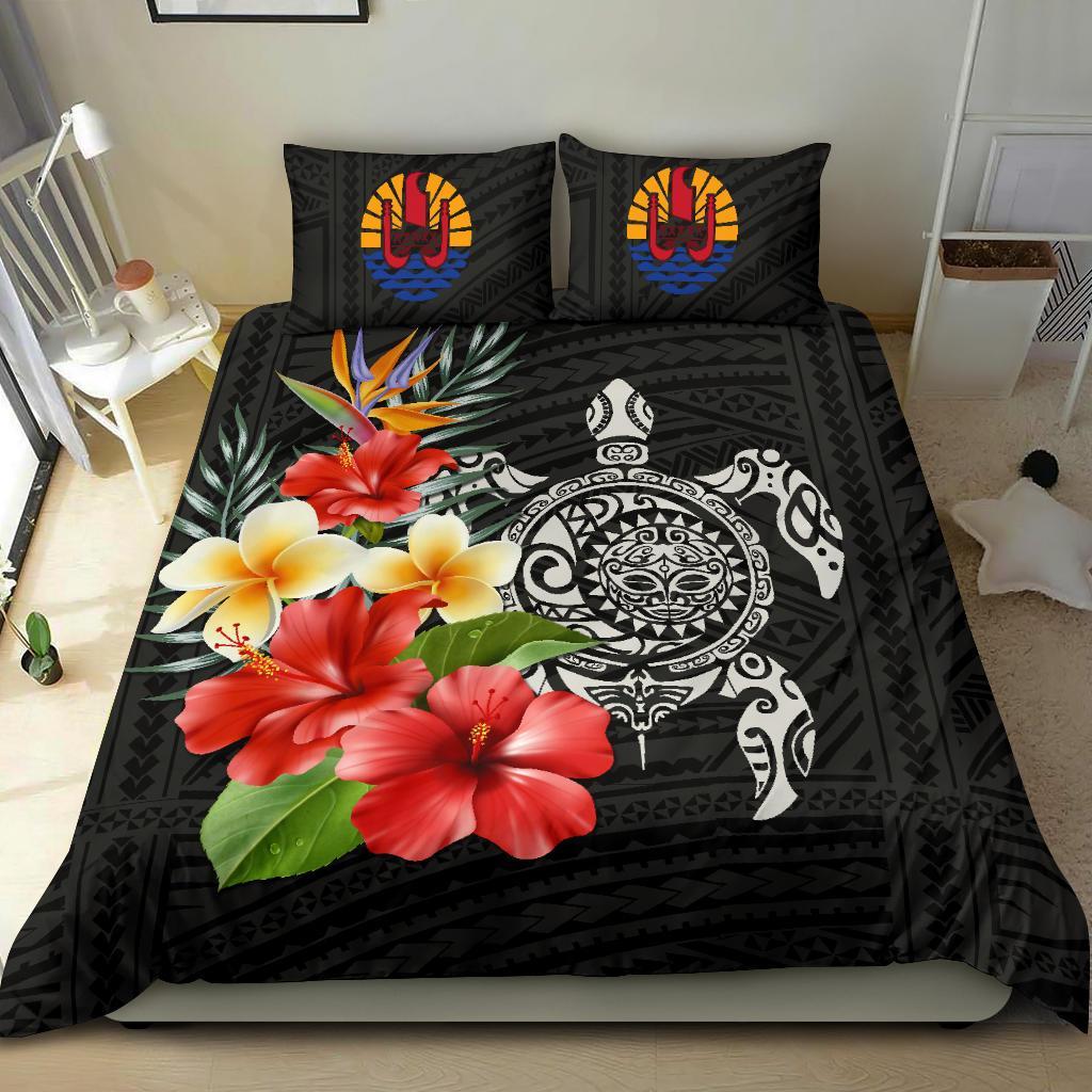 Tahiti Bedding Set - Polynesian Hibiscus And Plumeria - Vibe Hoodie Shop