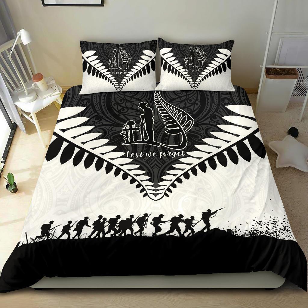 New Zealand ANZAC Bedding Set, Lest We Forget Silver Fern Duvet Cover And Pillow Case - Vibe Hoodie Shop