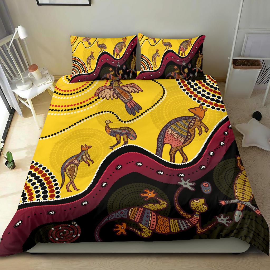 Aboriginal Bedding Set - Indigenous Animals Life Art - Vibe Hoodie Shop