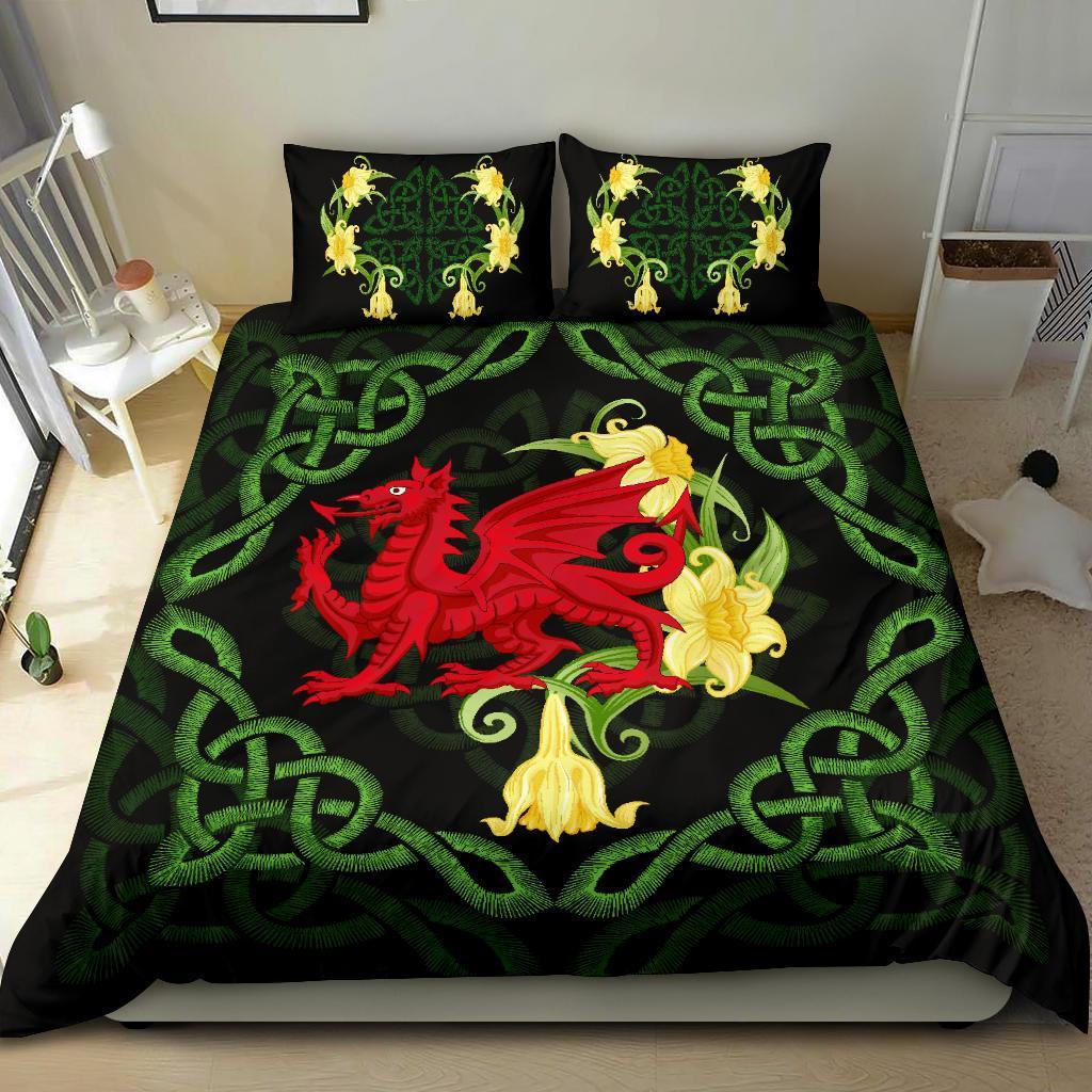 Wales Bedding Set - Dragon Daffodil Celtic - Vibe Hoodie Shop