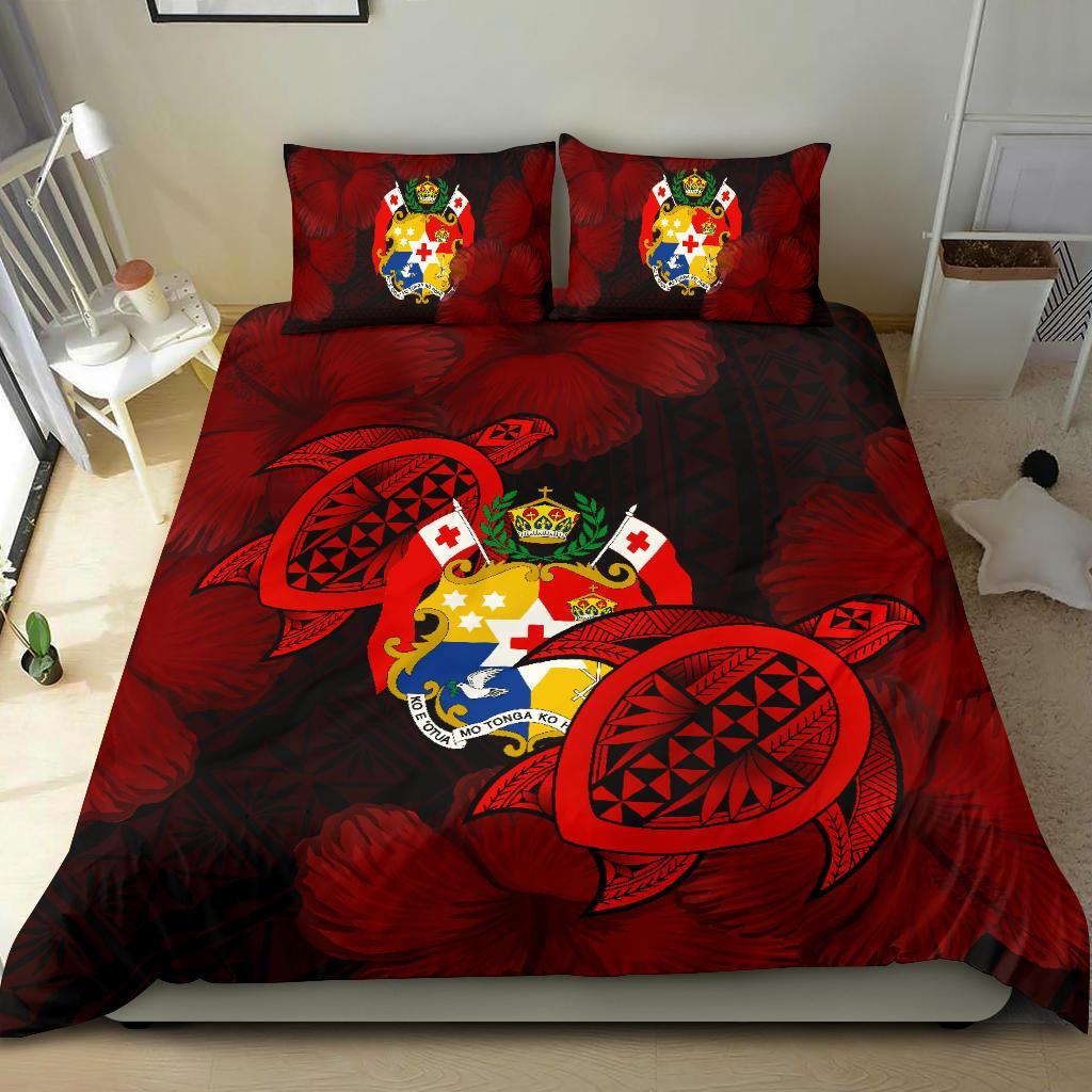 Tonga Bedding Set - Turtle Hibiscus Coat Of Arm - Ah - Vibe Hoodie Shop