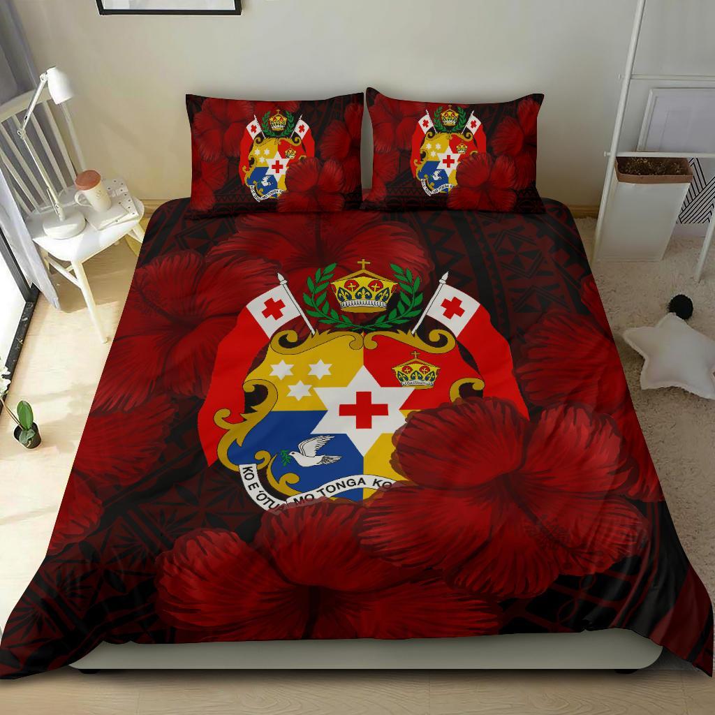 Tonga Coat Of Arm Hibiscus Bedding Set - Ah - Vibe Hoodie Shop