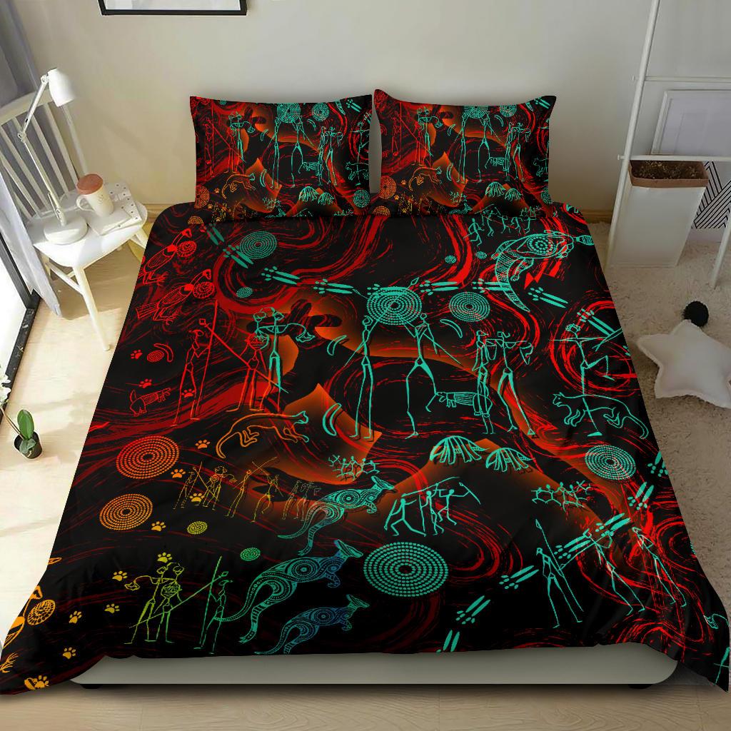 Bedding Set, Kangaroo Adults Indigenous Art - Vibe Hoodie Shop