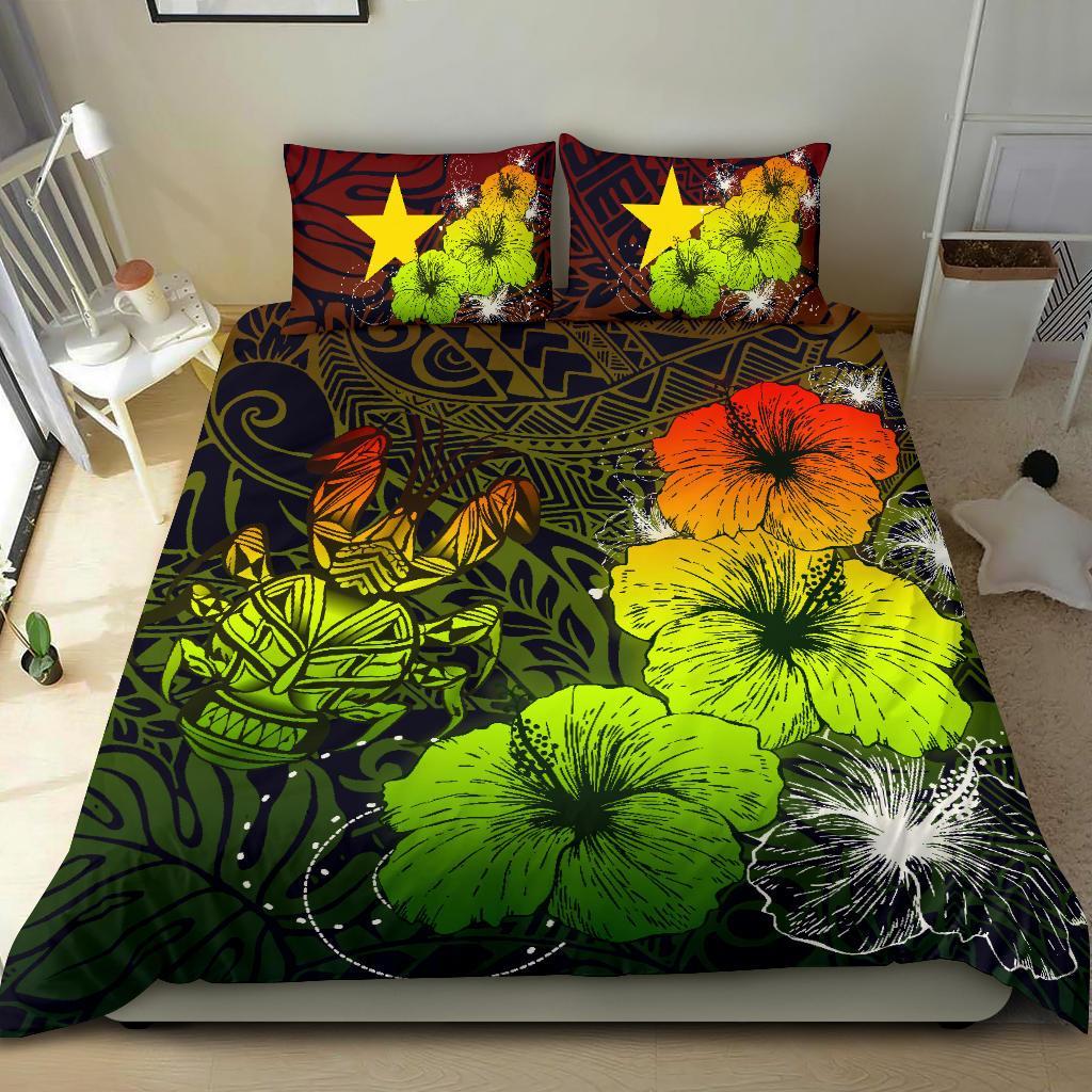 Niue Hibiscus Turtle Polynesian Bedding Set - Style Reggae - Vibe Hoodie Shop