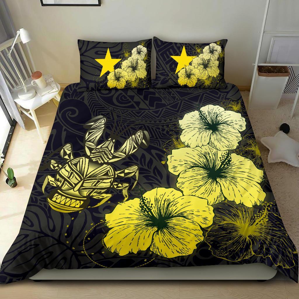 Niue Hibiscus Turtle Polynesian Bedding Set - Style Gold - Vibe Hoodie Shop