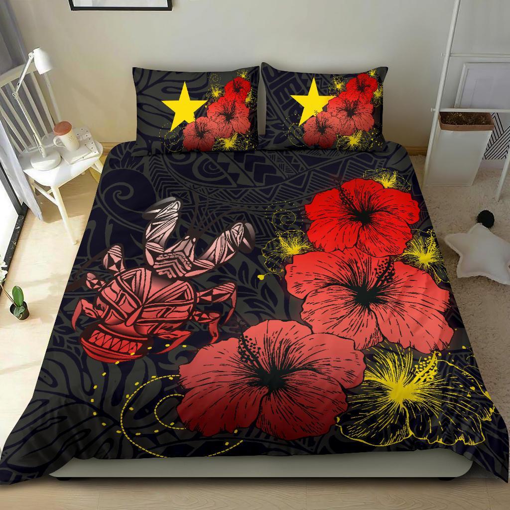 Niue Hibiscus Turtle Polynesian Bedding Set - Style Red - Vibe Hoodie Shop