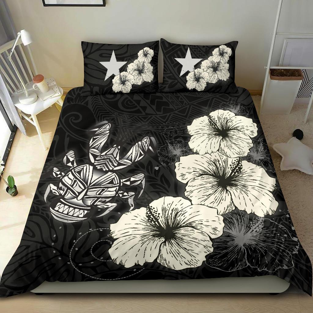 Niue Hibiscus Turtle Polynesian Bedding Set - Style Black - Vibe Hoodie Shop