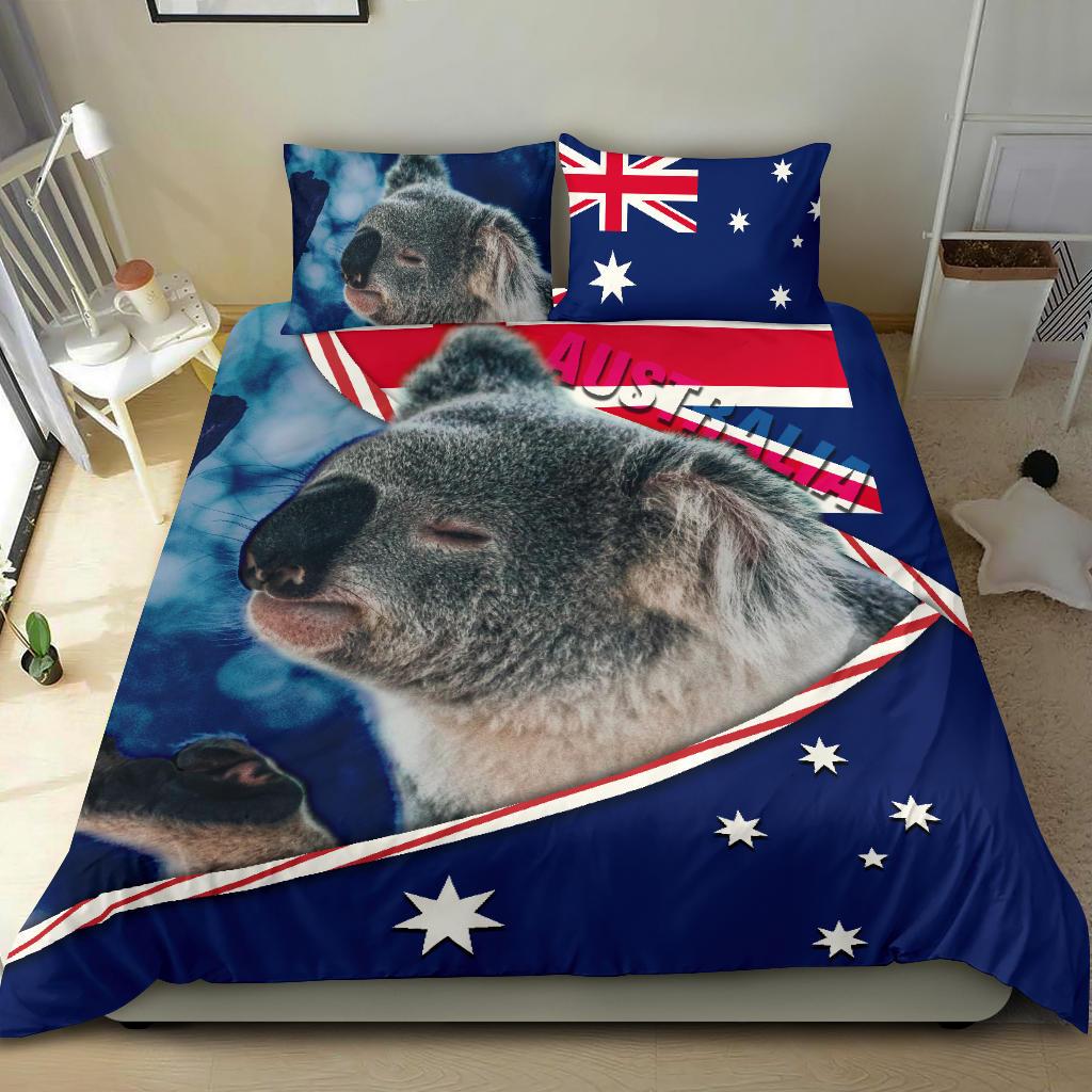 Bedding Set - Australian Flag and Coat Of Arms Bedding Set Koala 3D - Vibe Hoodie Shop